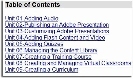 HTML Table of Contents